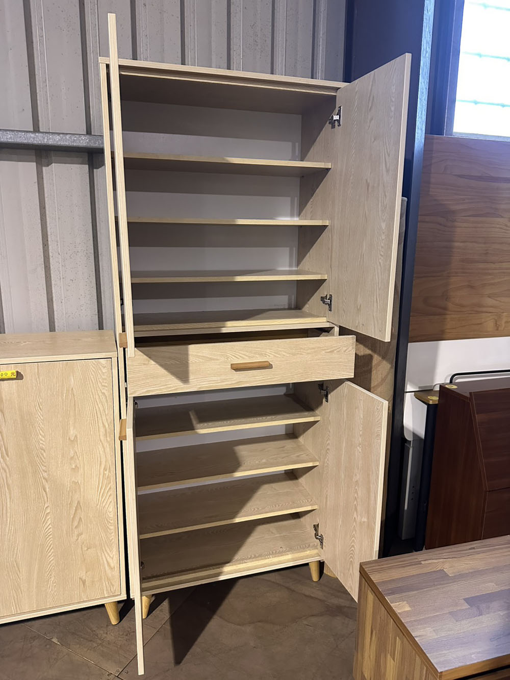 淺木紋高櫃附抽屜層架款