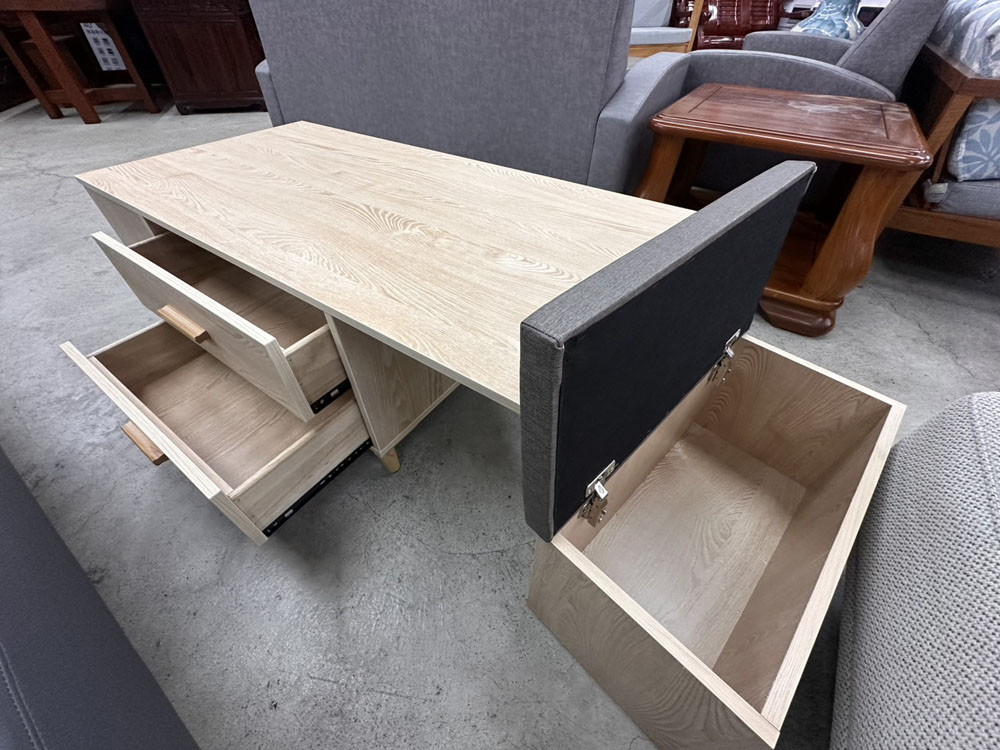 淺木紋茶几附掀蓋收納